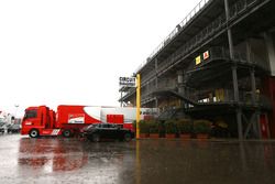 Rain in the Mugello paddock