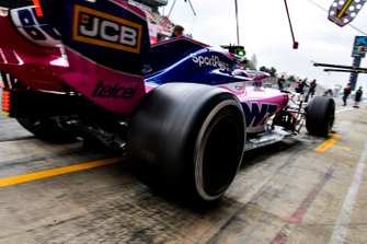 Sergio Perez, Racing Point RP19, exits his pit area