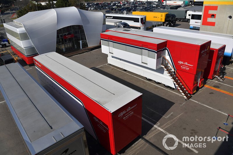 Alfa Romeo Racing trucks in the Paddock