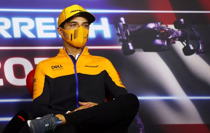 Lando Norris, McLaren durante la conferencia de prensa