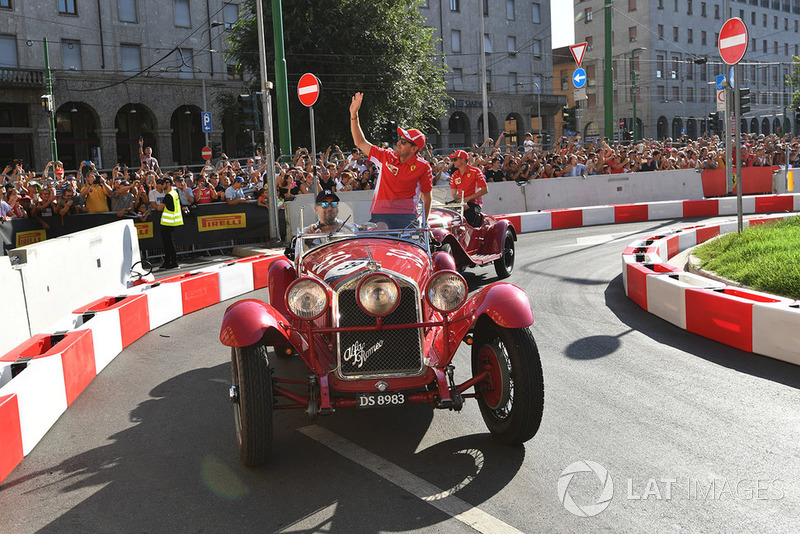Sebastian Vettel, Ferrari in a vintage car