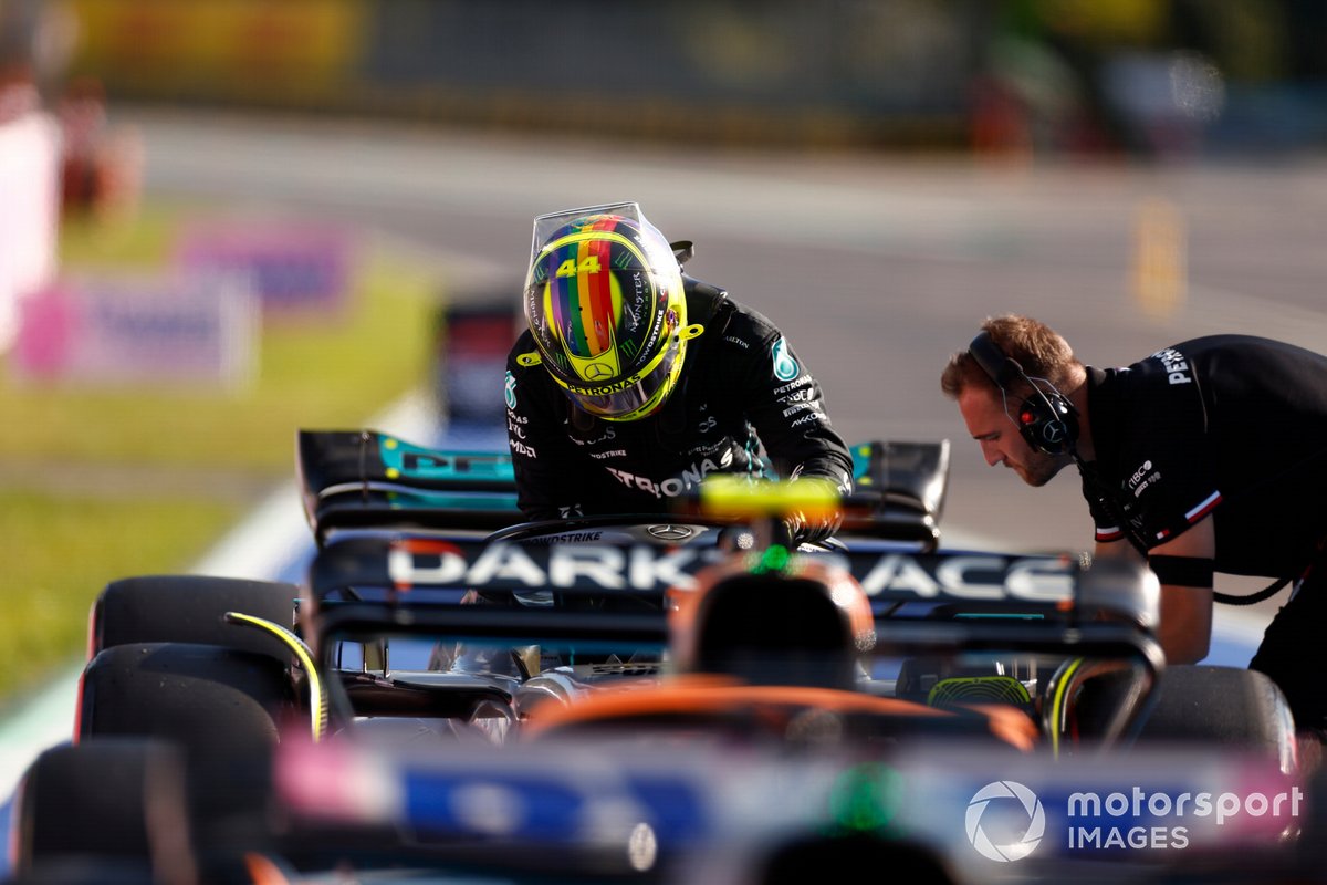 Lewis Hamilton, Mercedes AMG, in Parc Ferme after Qualifying