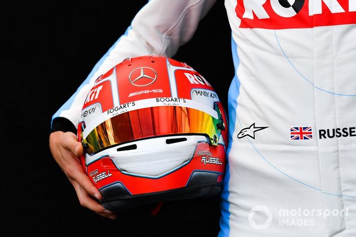El casco de George Russell, Williams Racing 