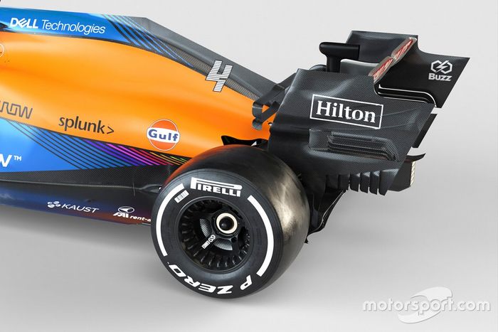 Detalle trasero del McLaren MCL35M