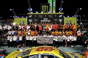 Joey Logano, Team Penske, Ford Fusion Shell Pennzoil celebrates his Championship