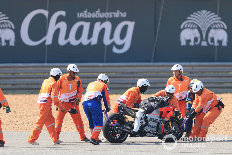 Die zerstörte Ducati nach Jorge Lorenzos Highsider in Thailand