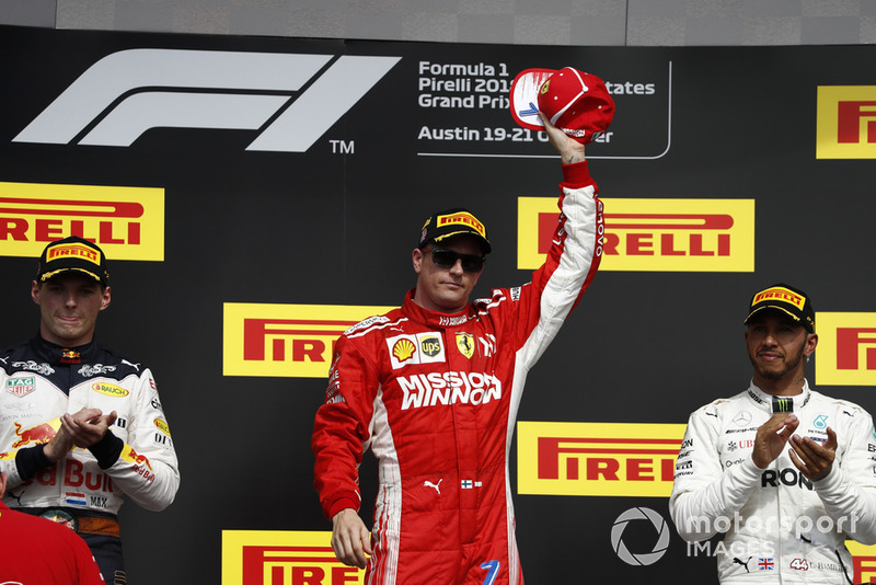 Podio: 1º Raikkonen, 2º Versatappen, 3º Hamilton