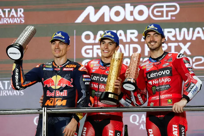 Francesco Bagnaia, Ducati Team, Maverick Vinales, Red Bull KTM Tech 3, Marc Marquez, Ducati Team