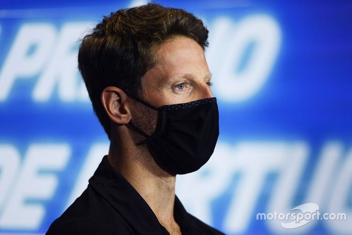 Romain Grosjean, Haas F1, en la conferencia de prensa