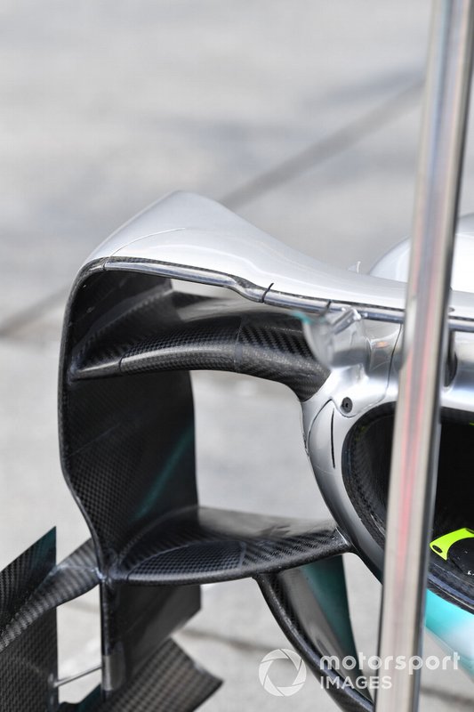 Mercedes AMG F1 W10 bodywork in the pit lane