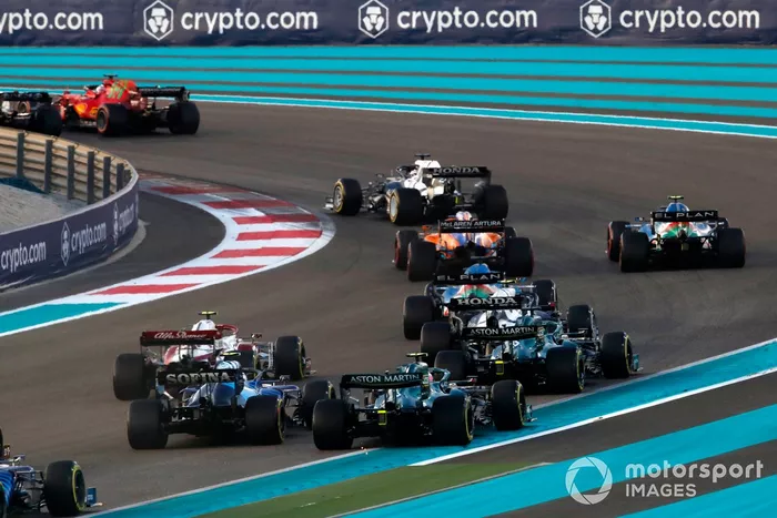 Charles Leclerc, Ferrari SF21, Yuki Tsunoda, AlphaTauri AT02, Daniel Ricciardo, McLaren MCL35M, Esteban Ocon, Alpine A521, Fernando Alonso, Alpine A521