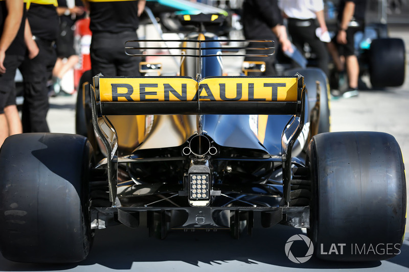 The rear diffuser, rear wing detail of Renault Sport F1 Team RS17