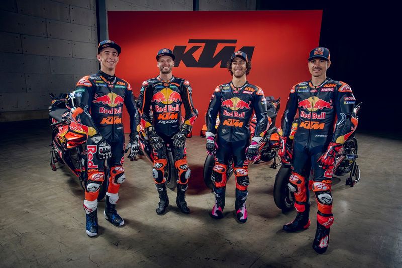 Pedro Acosta, Red Bull KTM Factory Racing, Brad Binder, Red Bull KTM Factory Racing, Enea Bastianini, Red Bull KTM Tech 3, Maverick Vinales, Red Bull KTM Tech 3

