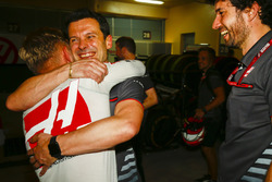 Kevin Magnussen, Haas F1 Team, celebrates a good result after the race
