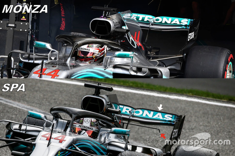 Mercedes W09 rear wing comparison