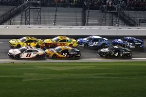 Denny Hamlin, Joe Gibbs Racing, Toyota Camry FedEx Express  Michael McDowell, Front Row Motorsports, Ford Mustang Love's Travel Stops  Clint Bowyer, Stewart-Haas Racing, Ford Mustang Rush Truck Centers/Mobil 1  Joey Logano, Team Penske, Ford Mustang Shell Pennzoil  Kyle Larson, Chip Ganassi Racing, Chevrolet Camaro Credit One Bank  Kevin Harvick, Stewart-Haas Racing, Ford Mustang Busch Beer Car2Can  Ricky Stenhouse Jr., Roush Fenway Racing, Ford Mustang Fastenal  