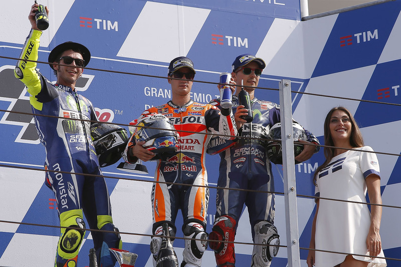 2016: 1. Dani Pedrosa, 2. Valentino Rossi, 3. Jorge Lorenzo