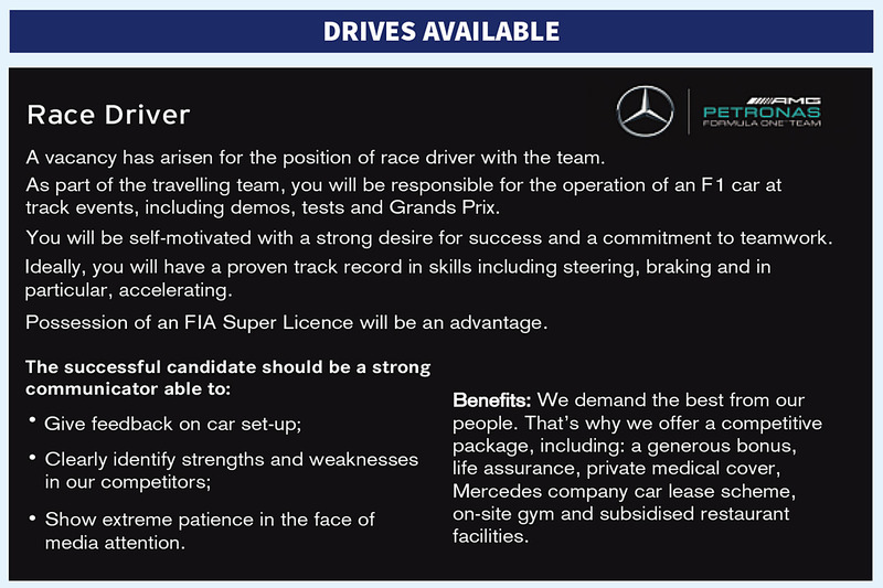 Mercedes AMG F1 driver advert