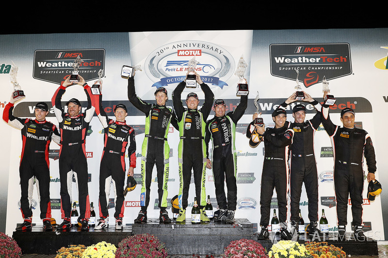 P podium: winners Scott Sharp, Ryan Dalziel, Brendon Hartley, Tequila Patrón ESM, second place Eric 