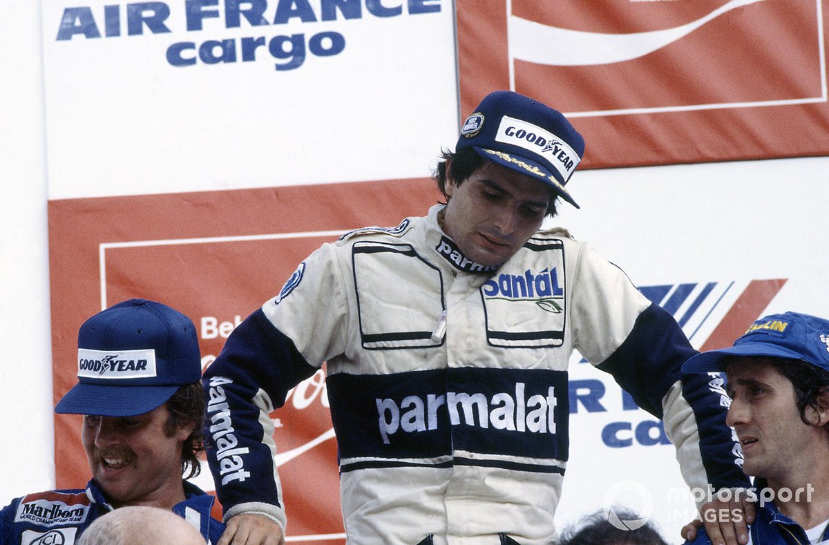 Exhausted Piquet won his home grand prix in 1982, only for the Brabham driver and the Williams of runner-up Rosberg (left) to be disqualified