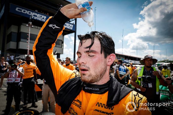 Patricio O'Ward, Arrow McLaren Chevrolet, ganador, celebración