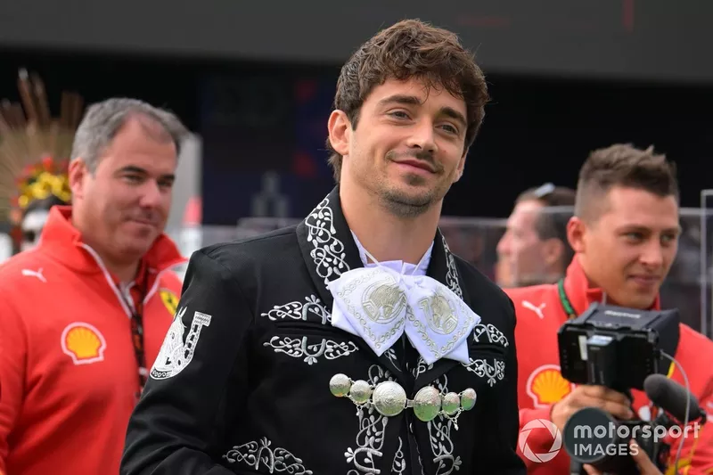 Charles Leclerc, Scuderia Ferrari, wearing a mariachi outfit 