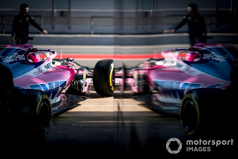 Lance Stroll, Racing Point RP19, exits the team's garage