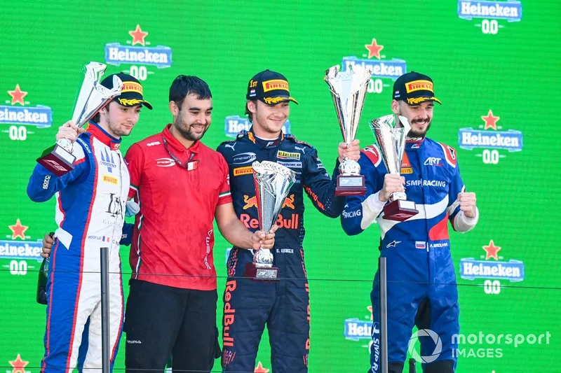 Clement Novalak, Trident, Dennis Hauger, Prema Racing y Alexander Smolyar, ART Grand Prix
