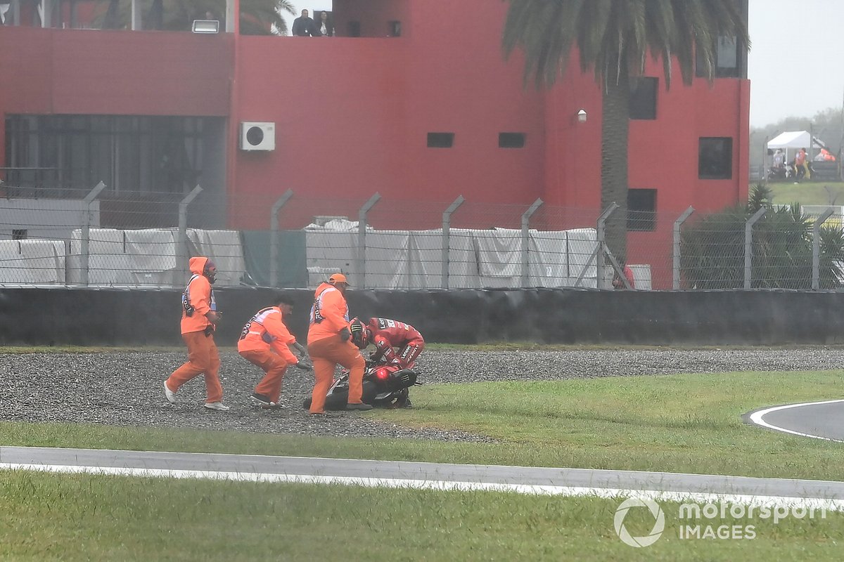 Bagnaia was back in the dirt crashing in the grand prix