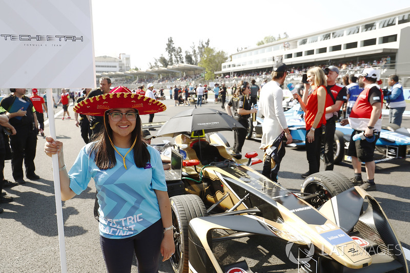 Niño de la parrilla con el auto de Jean-Eric Vergne, Techeetah