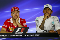 Sebastian Vettel, Ferrari and Lewis Hamilton, Mercedes AMG F1 in the Press Conference