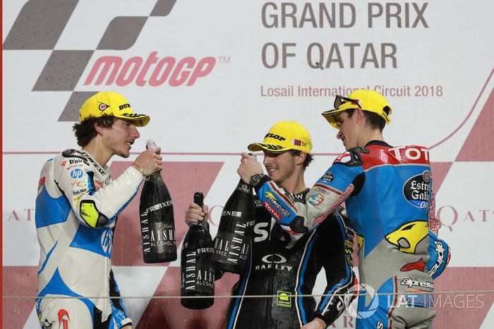 Podium: Lorenzo Baldassarri, Pons HP 40, Francesco Bagnaia, Sky Racing Team VR46, Alex Marquez, Marc VDS
