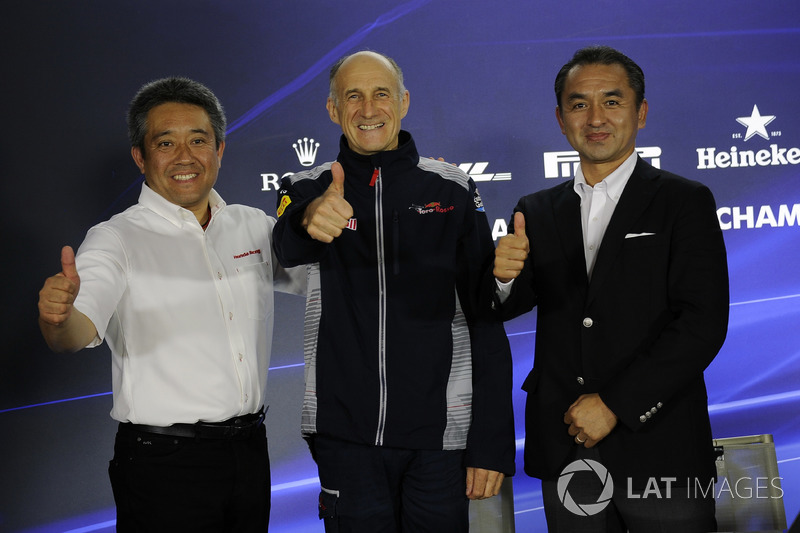 Masashi Yamamoto, Honda, Katsuhide Moriyama, Honda y Franz Tost, Scuderia Toro Rosso