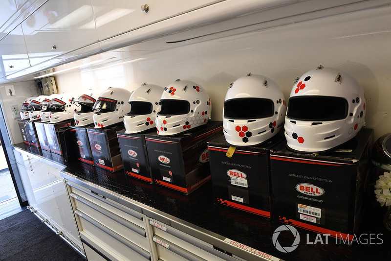 Helmets in the F1 Experiences garage