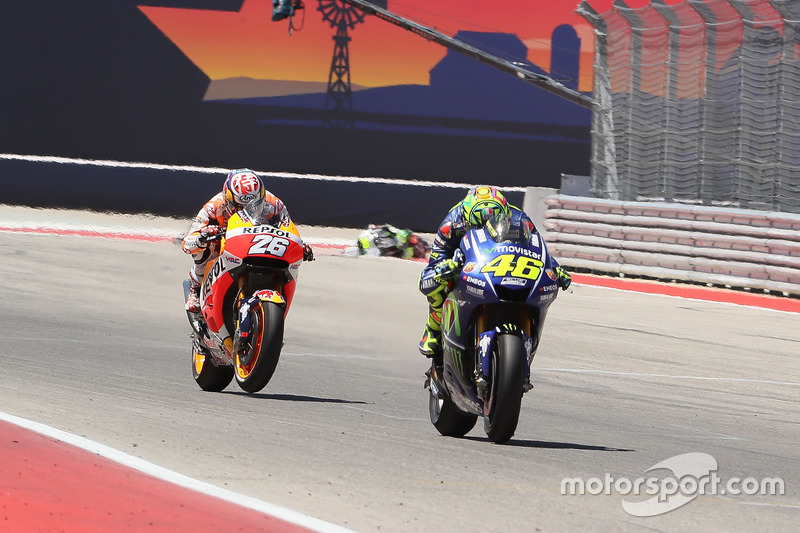 Valentino Rossi, Yamaha Factory Racing; Dani Pedrosa, Repsol Honda Team