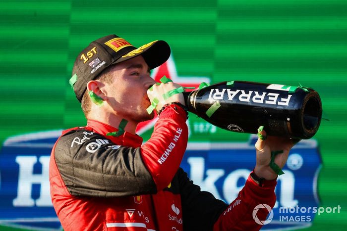 Podio: ganador Charles Leclerc, Ferrari
