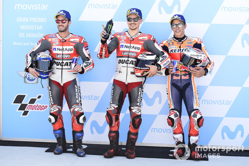 Les hommes de la première ligne : Andrea Dovizioso, Jorge Lorenzo et Marc Márquez