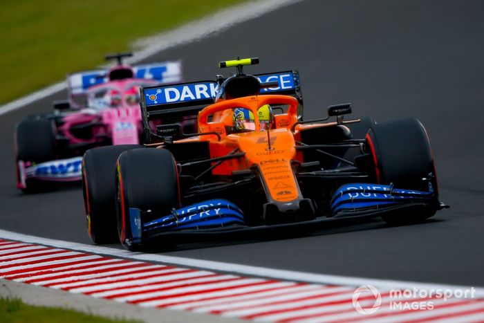 Lando Norris, McLaren MCL35, Sergio Pérez, Racing Point RP20
