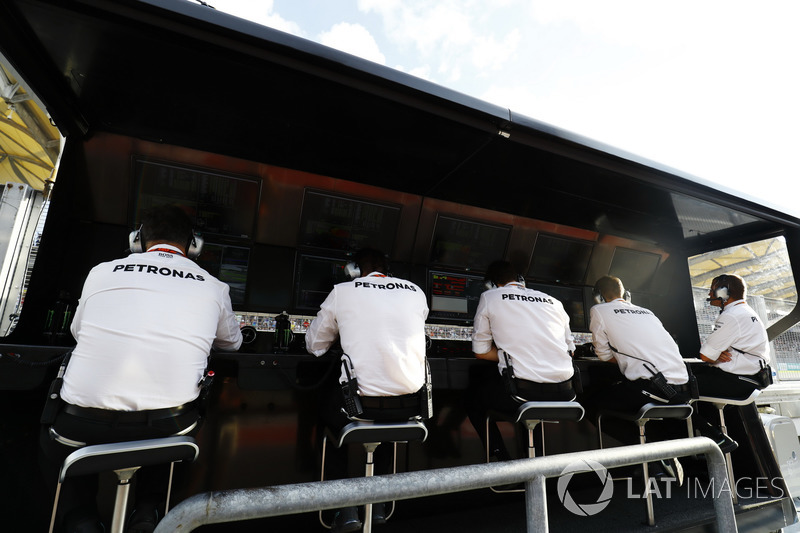 The Mercedes AMG F1 Team , hierarchy on pit gantry