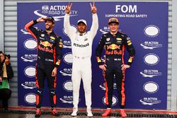 Polesitter Lewis Hamilton, Mercedes AMG F1, second place Max Verstappen, Red Bull Racing, third plac