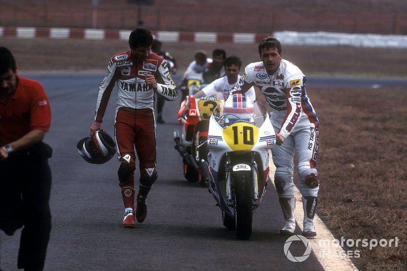Eddie Lawson, Agostini Yamaha, Rob McElnea, Suzuki Pepsi Cola