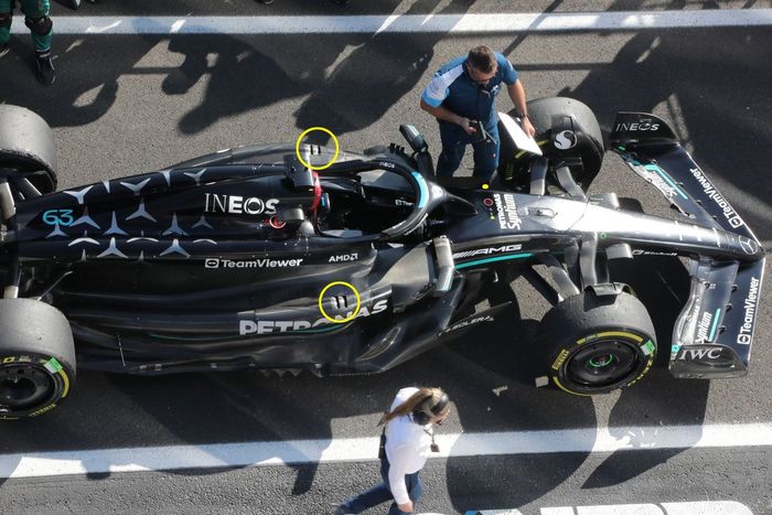 Mercedes W14 detalle refrigeración