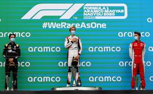 Podium: Race winner Theo Pourchaire, ART Grand Prix, second place Oscar Piastri, Prema Racing, third place Logan Sargeant, PREMA Racing