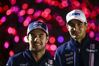 Sergio Perez, Racing Point Force India, and Esteban Ocon, Racing Point Force India