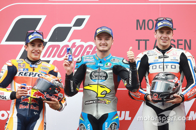 Podium: Sieger Jack Miller, Marc VDS Racing, Honda; 2. Marc Marquez, Repsol Honda Team; 3. Scott Red