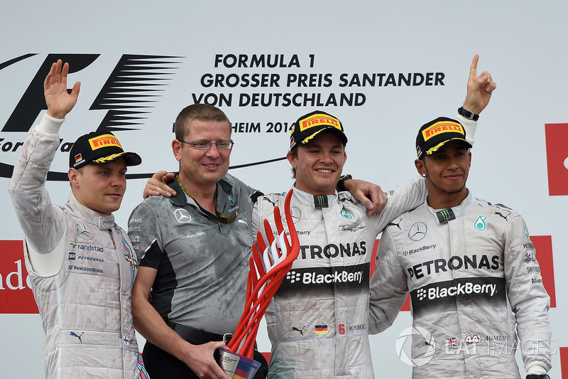 2014: 1. Nico Rosberg, 2. Valtteri Bottas, 3. Lewis Hamilton