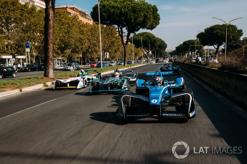 Sébastien Buemi, Renault e.Dams, Nelson Piquet Jr., Jaguar Racing, Lucas di Grassi, Audi Sport ABT Schaeffler y Luca Filippi, NIO Formula E Team