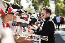 Christian Horner, Team Principal, Red Bull Racing, signs an autograph