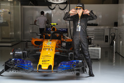 Actress Carina Lau in the McLaren garage