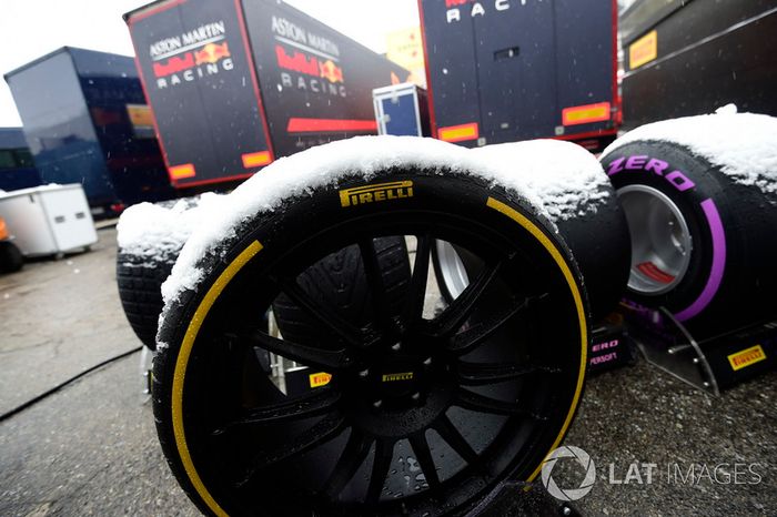 Neumáticos de Pirelli cubiertos de nieve